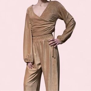 Two piece crop top velour sweats set